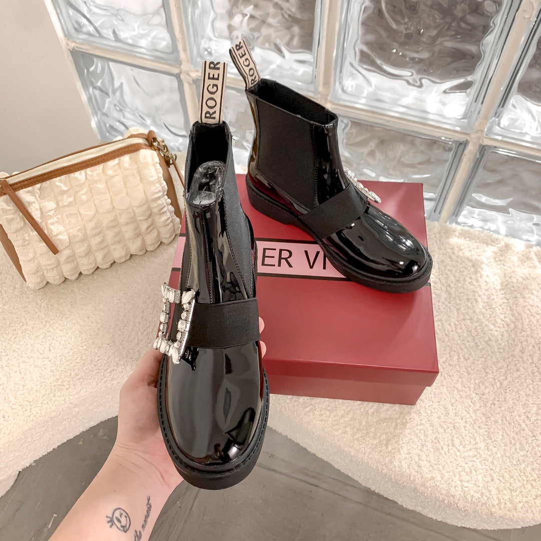 Women’s Martin Ankle Boots with Diamond Buckle