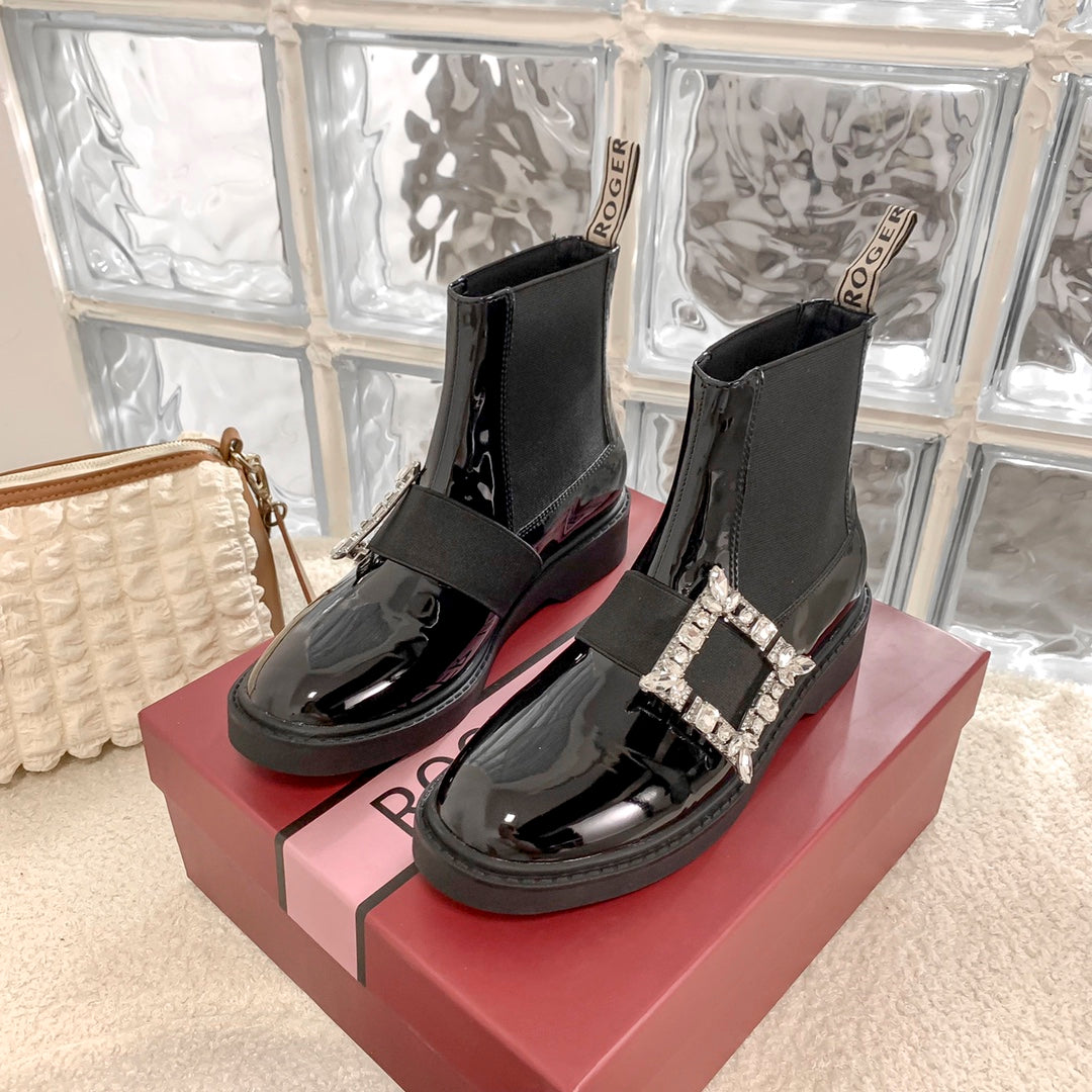 Women’s Martin Ankle Boots with Diamond Buckle