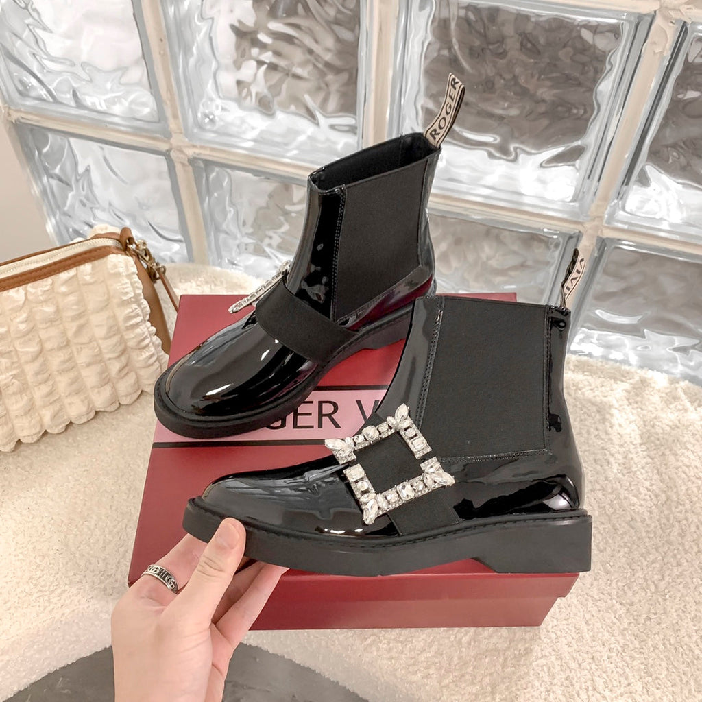 Women’s Martin Ankle Boots with Diamond Buckle