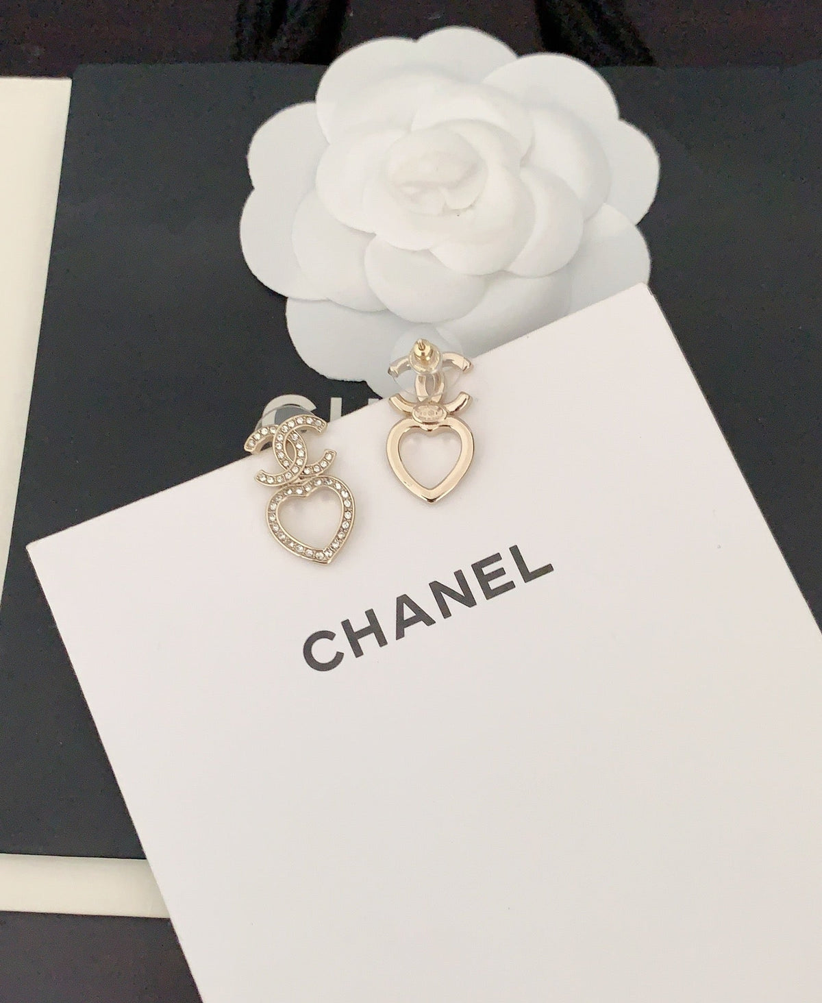 CC Hollow Heart Earrings