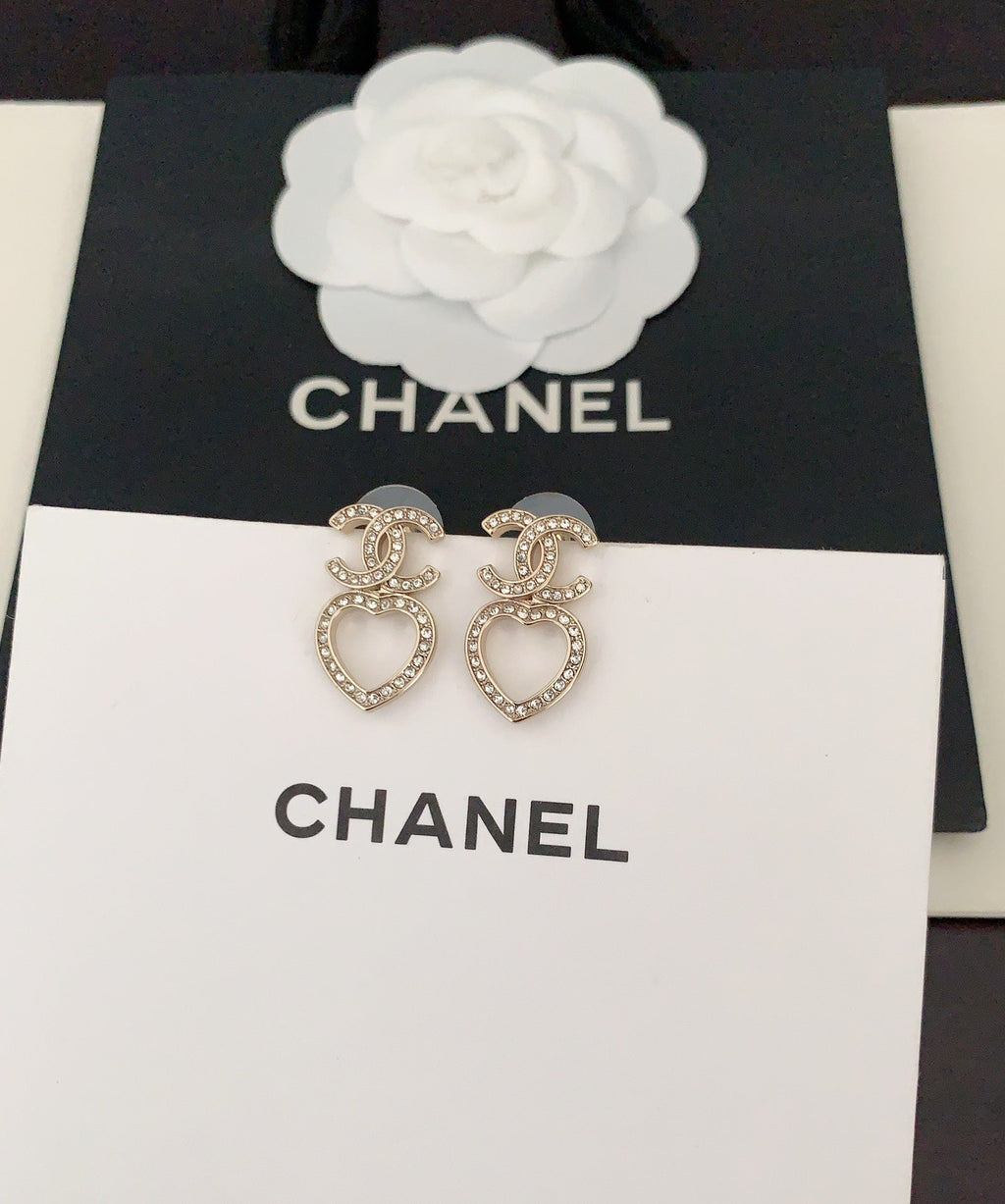 CC Hollow Heart Earrings