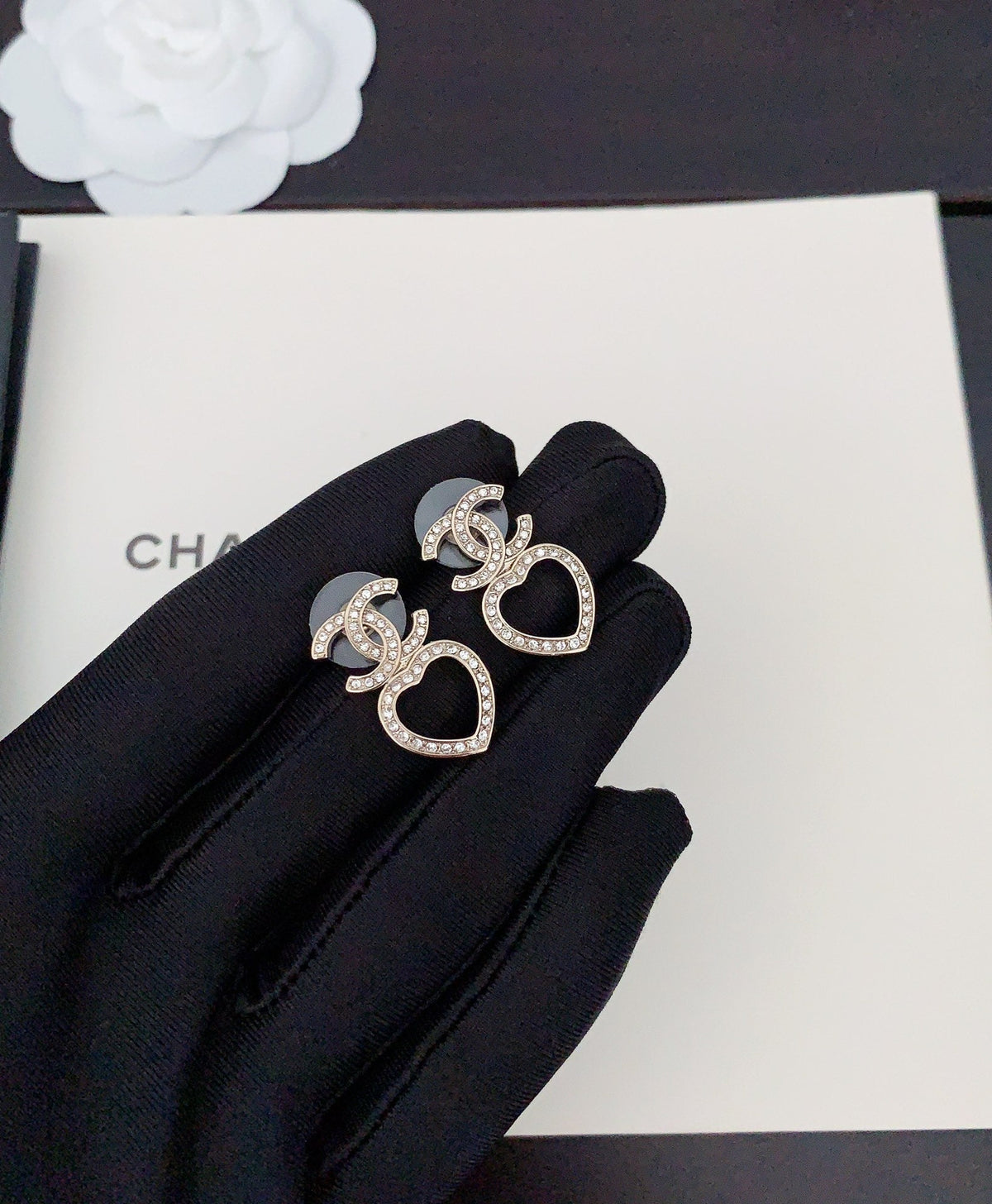 CC Hollow Heart Earrings