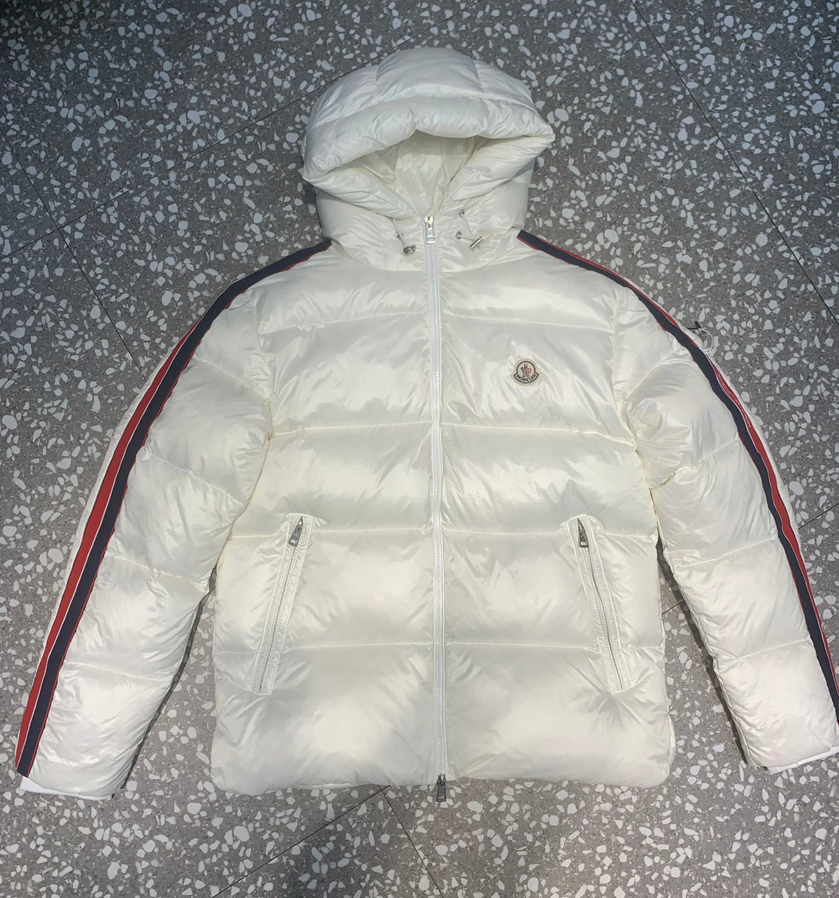 Striped Hooded Down Jacket