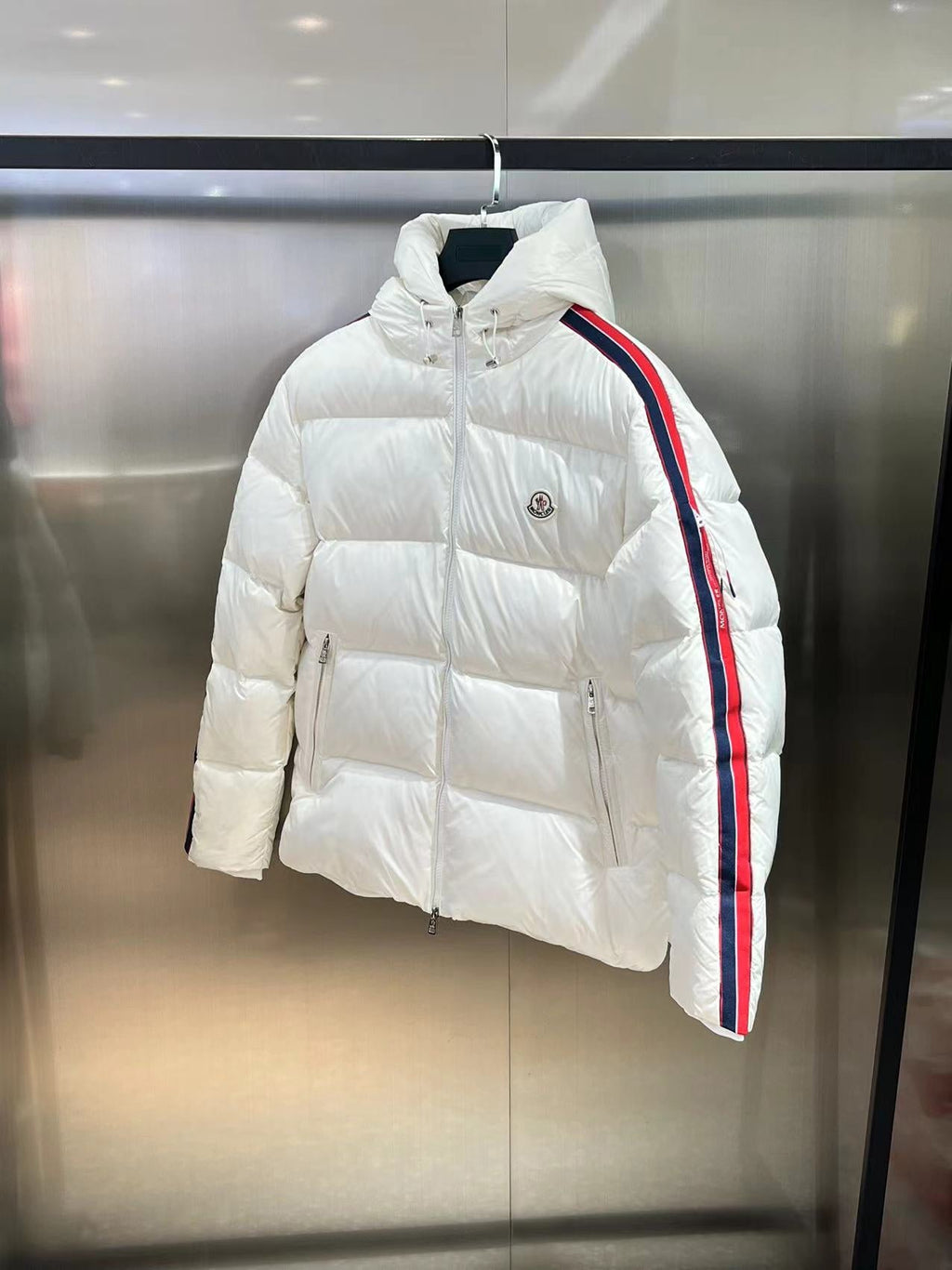 Striped Hooded Down Jacket
