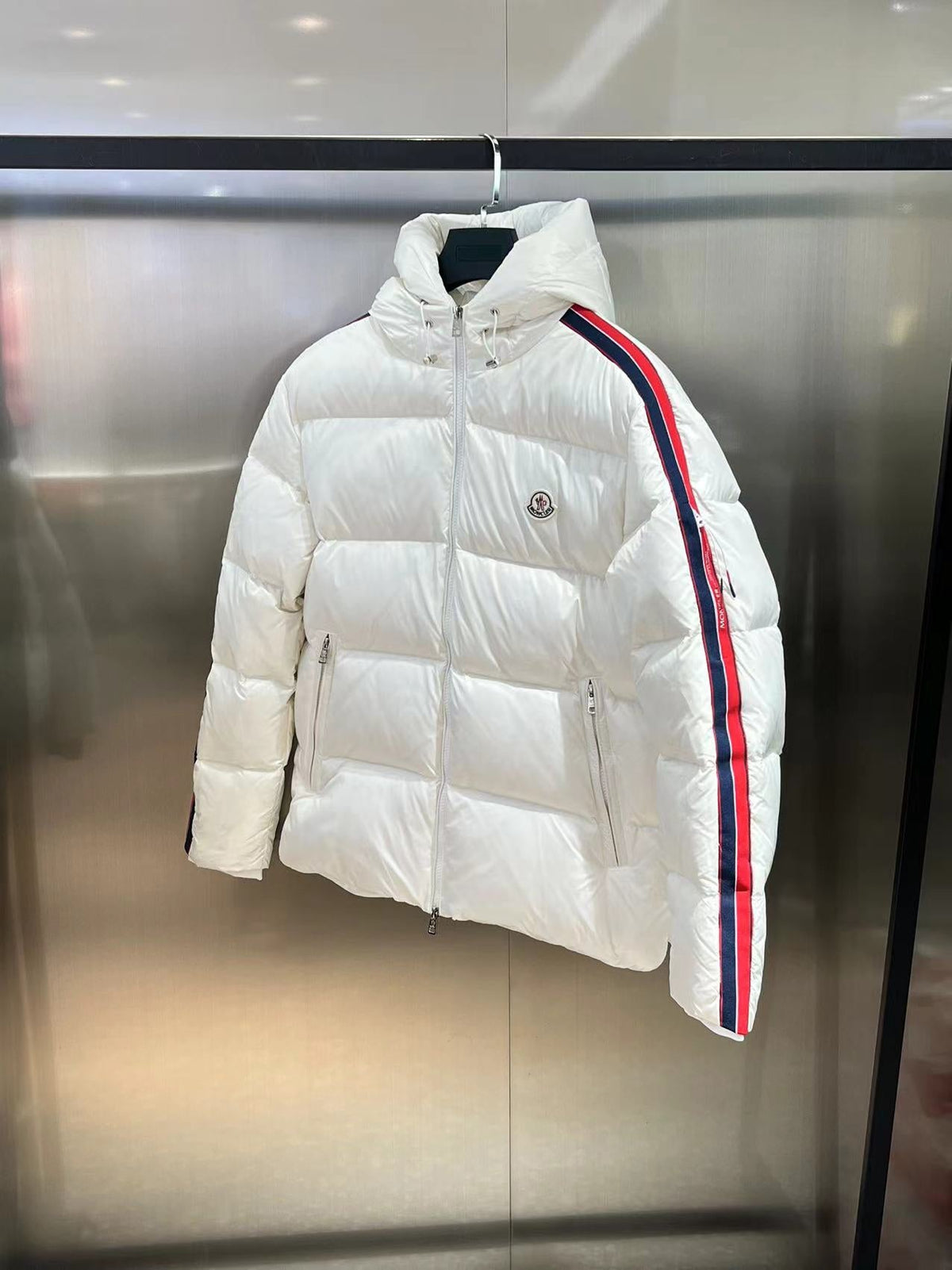 Striped Hooded Down Jacket