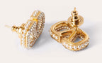 V Half-Pearl Half-Stone Earrings