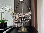 Embroidered Black Denim Saddle Bag with Fringe – 25.5cm