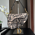 Embroidered Black Denim Saddle Bag with Fringe – 25.5cm