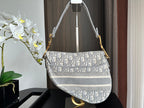 Embroidered Grey Denim Saddle Bag with Fringe – 25.5cm