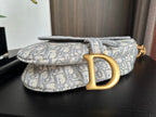 Embroidered Grey Denim Saddle Bag with Fringe – 25.5cm