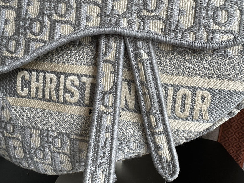 Embroidered Grey Denim Saddle Bag with Fringe – 25.5cm