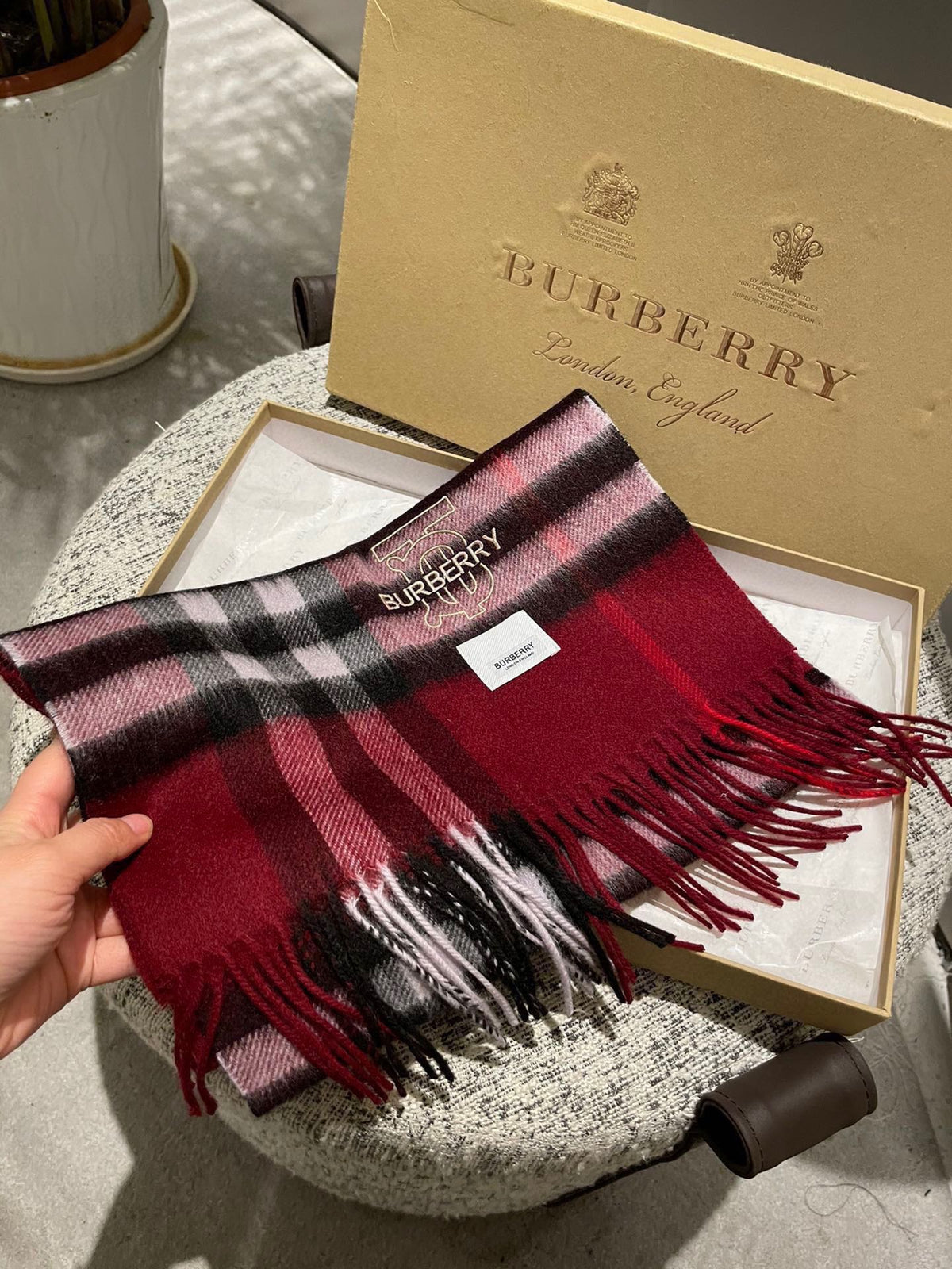 Medium Grid Cashmere Scarf