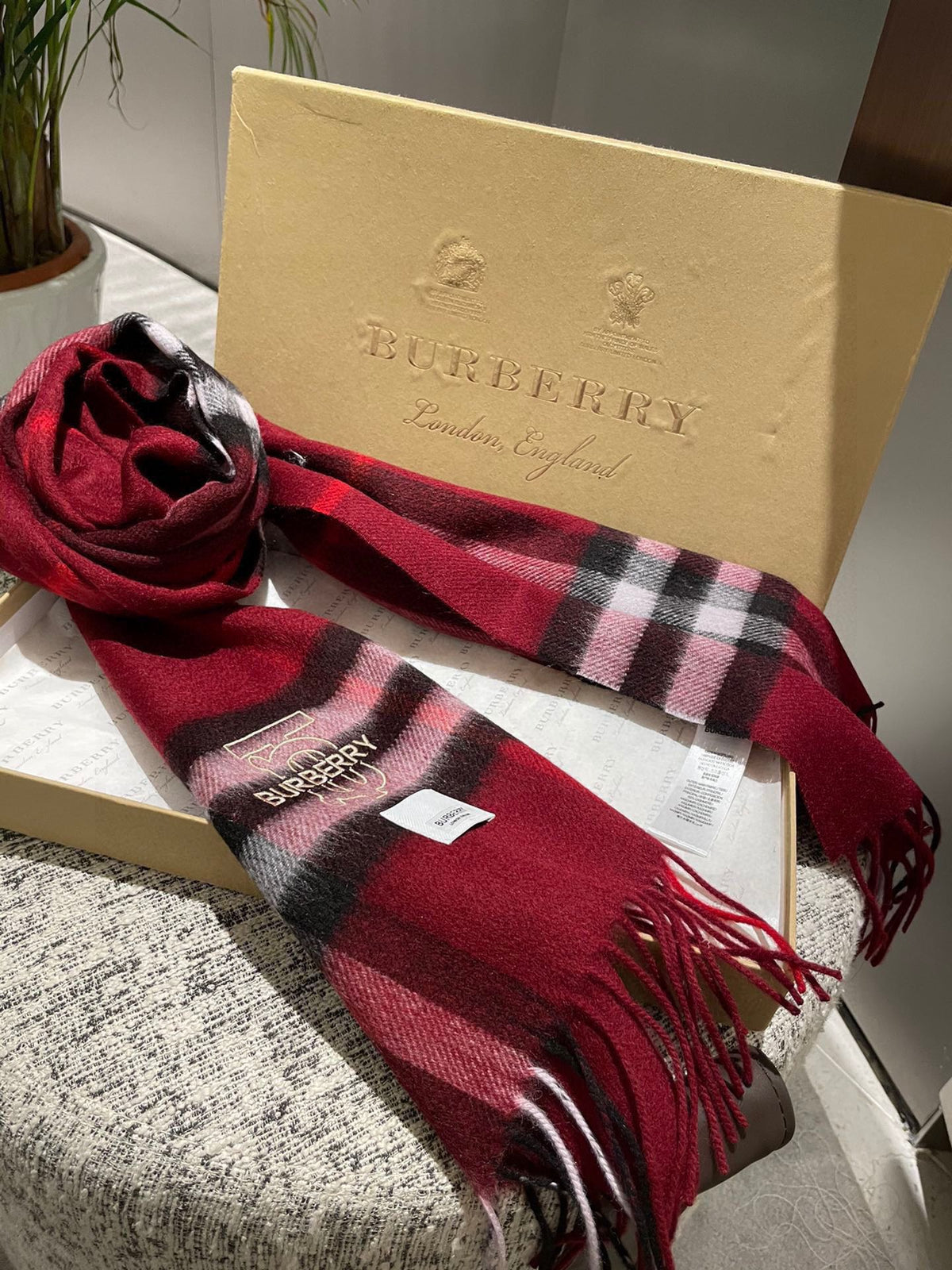 Medium Grid Cashmere Scarf