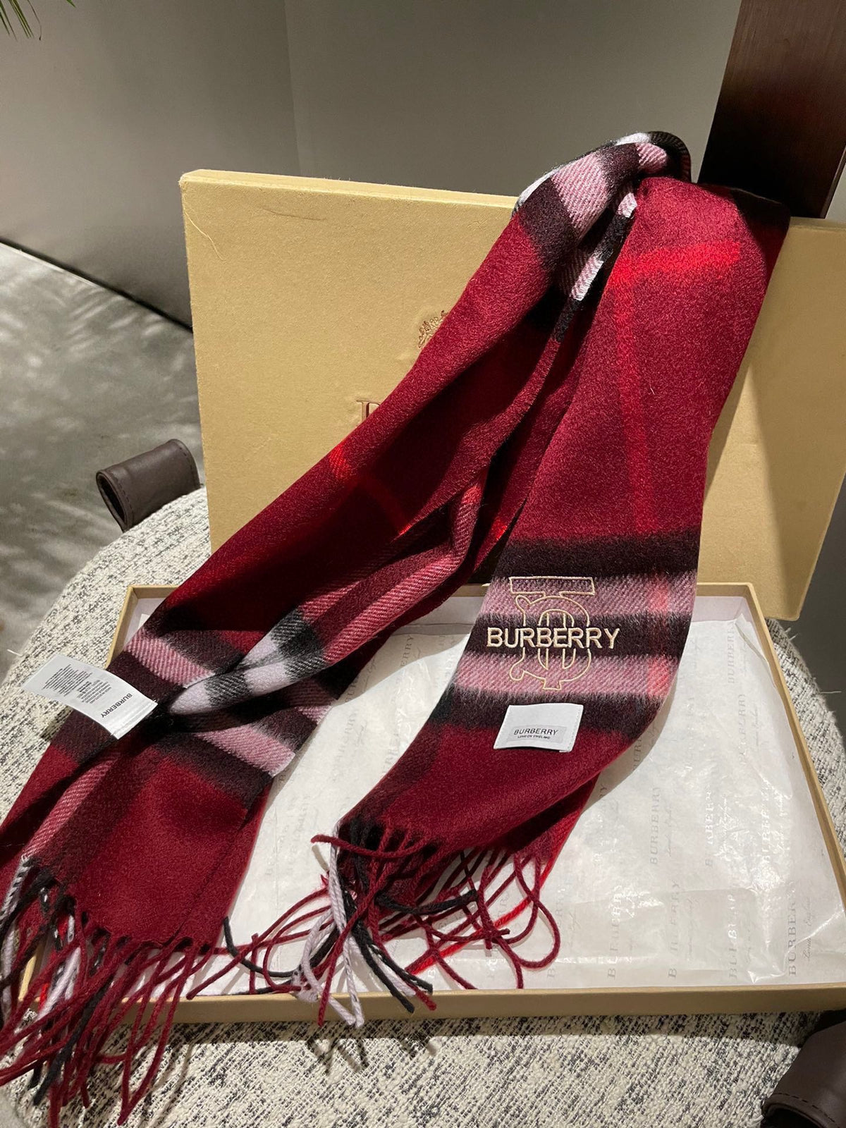 Medium Grid Cashmere Scarf
