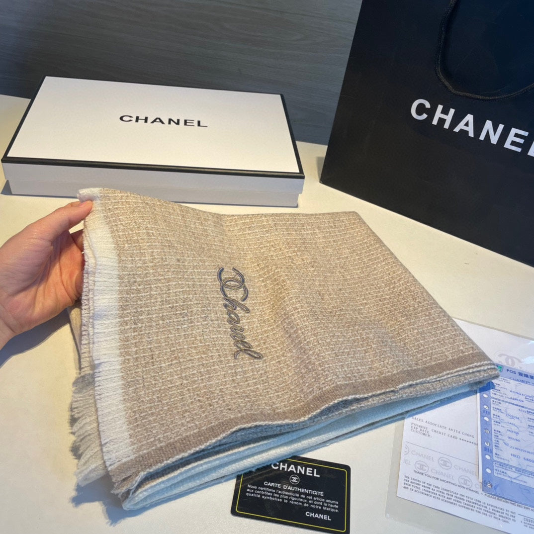 Beige-Toned Cashmere Scarf
