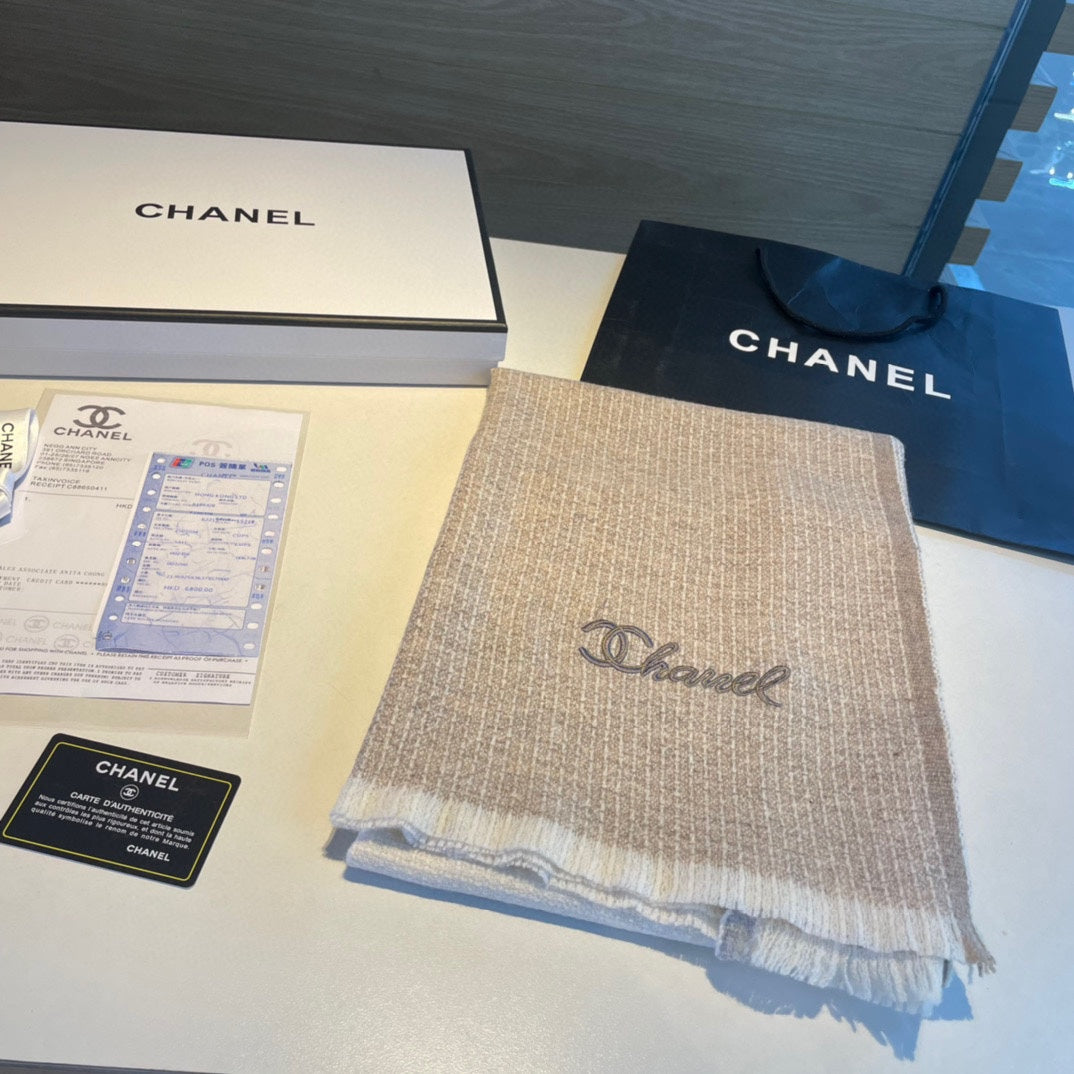 Beige-Toned Cashmere Scarf