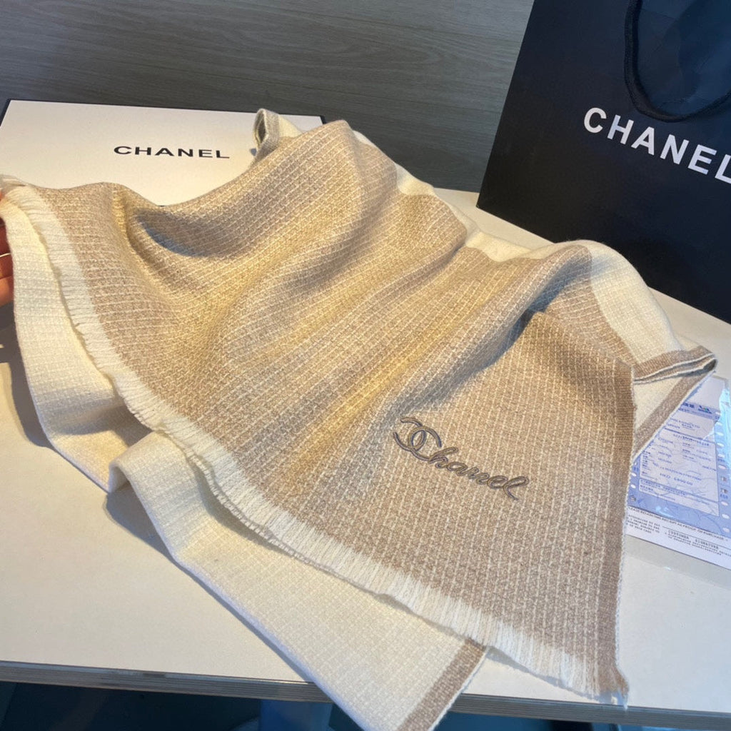 Beige-Toned Cashmere Scarf