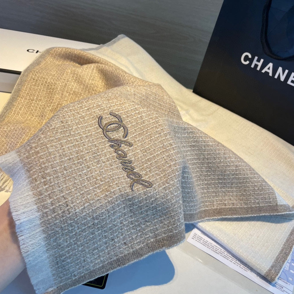 Beige-Toned Cashmere Scarf