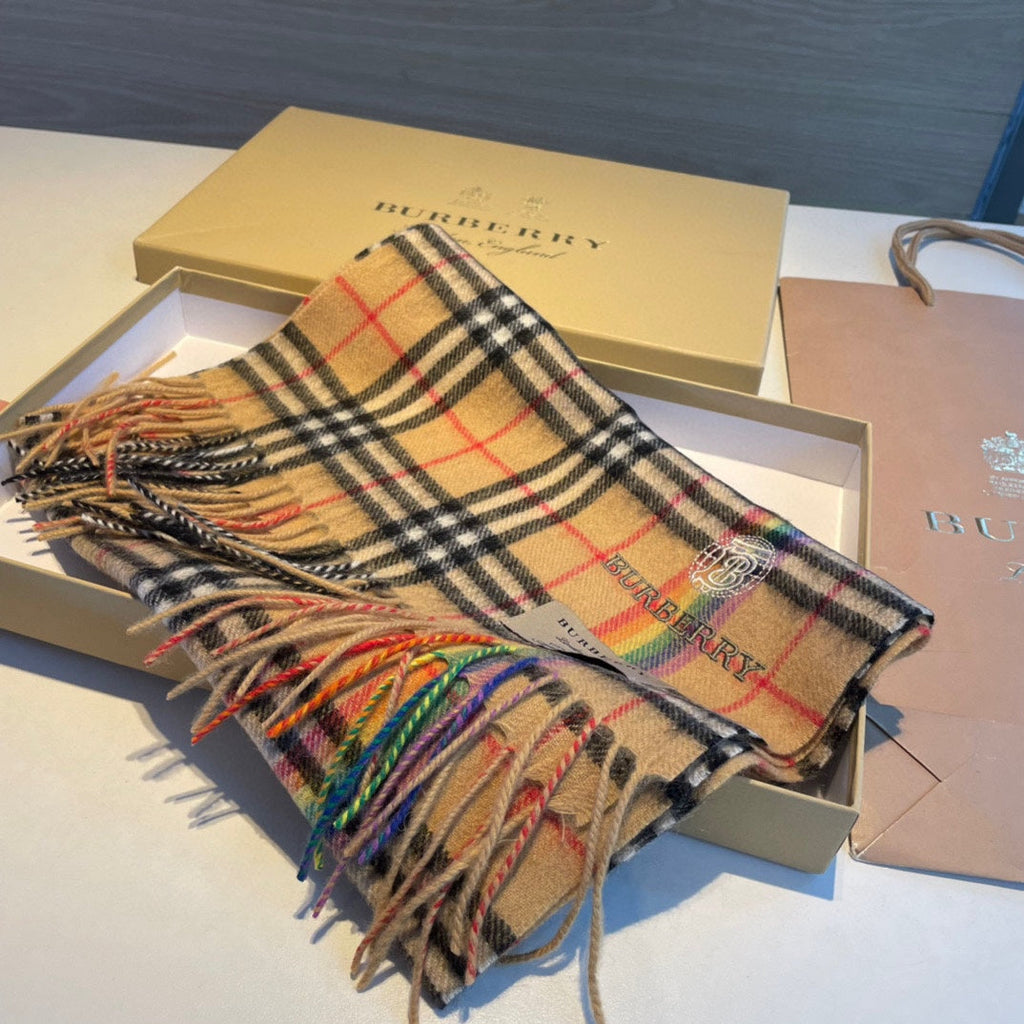 Rainbow Stripe Cashmere Scarf