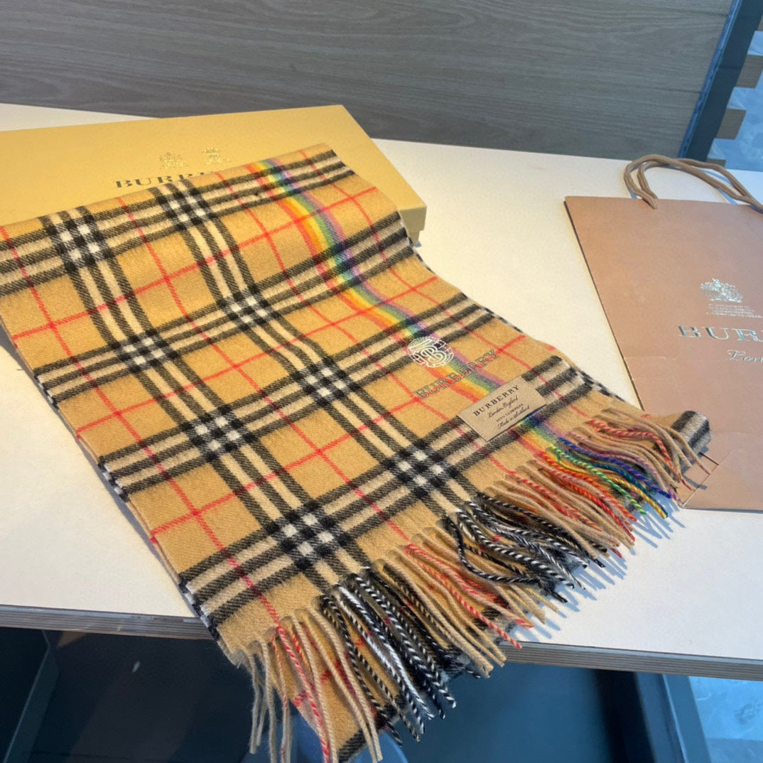 Rainbow Stripe Cashmere Scarf