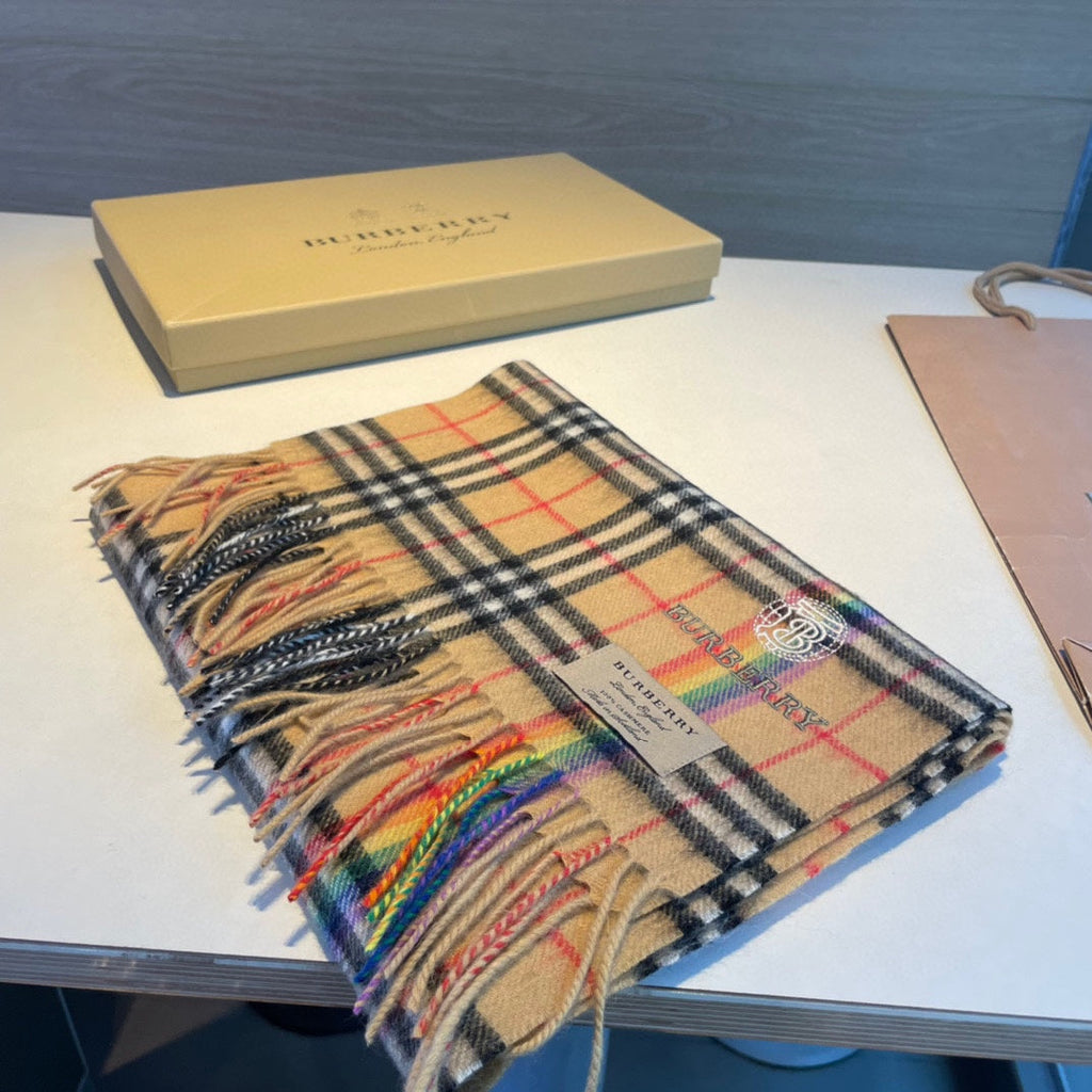 Rainbow Stripe Cashmere Scarf