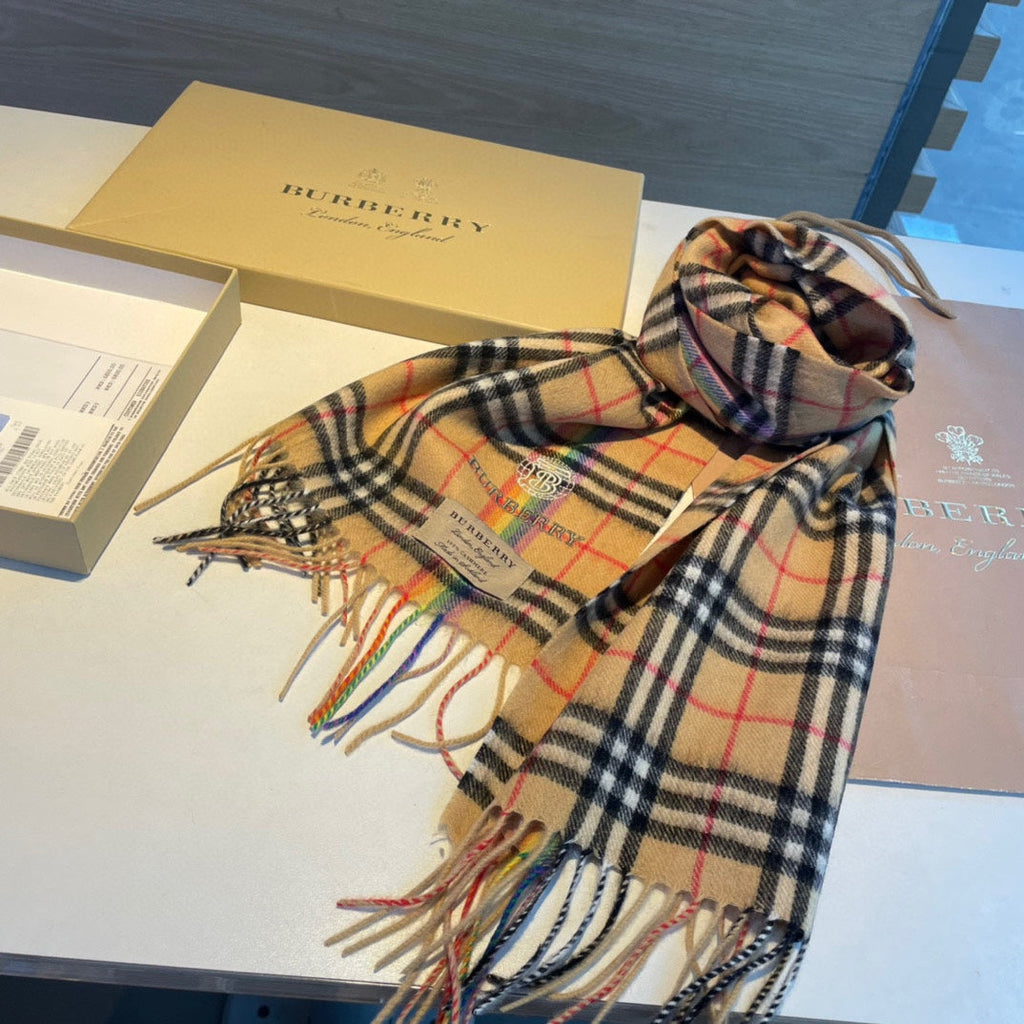 Rainbow Stripe Cashmere Scarf