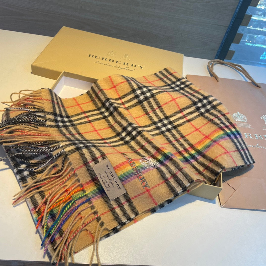 Rainbow Stripe Cashmere Scarf