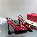 Velvet V-Buckle Heels