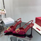 Velvet V-Buckle Heels