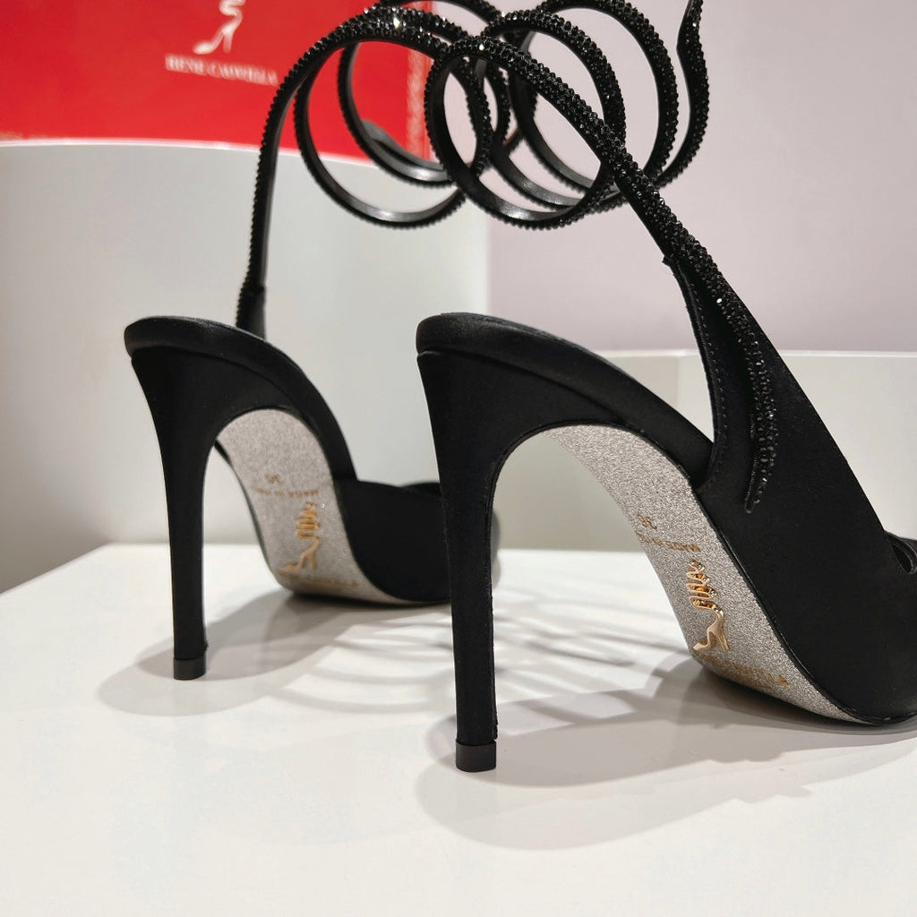 Cleo Snake-Design Slingback Heels