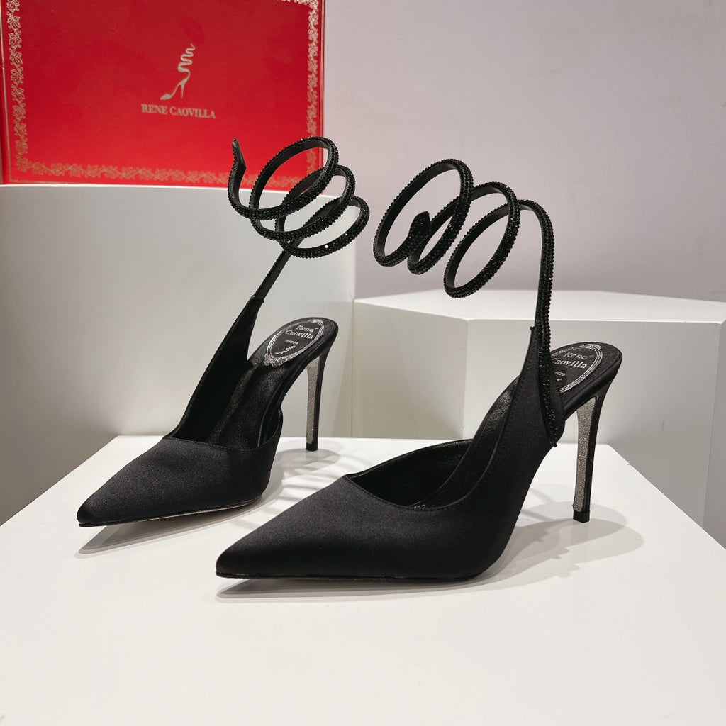Cleo Snake-Design Slingback Heels