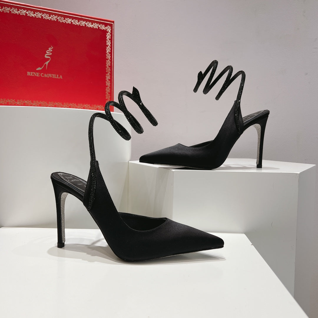 Cleo Snake-Design Slingback Heels