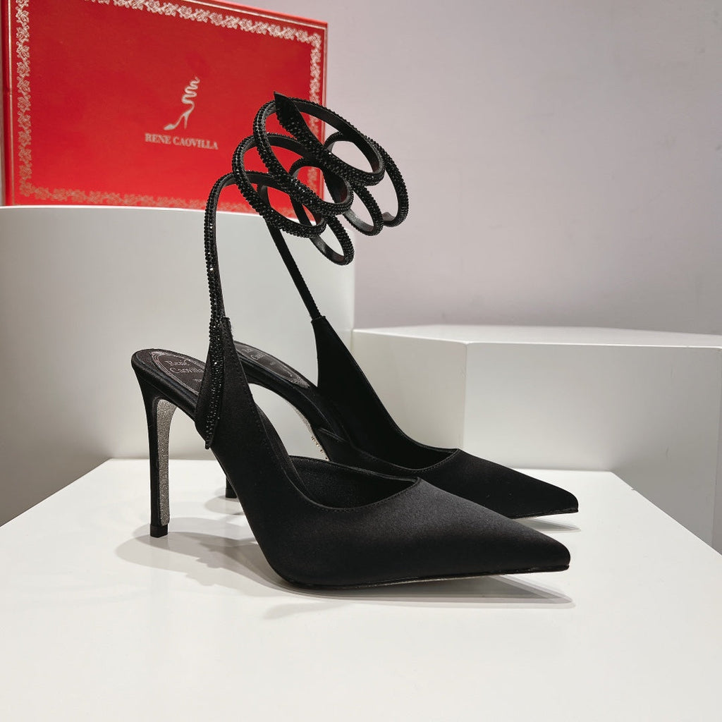 Cleo Snake-Design Slingback Heels