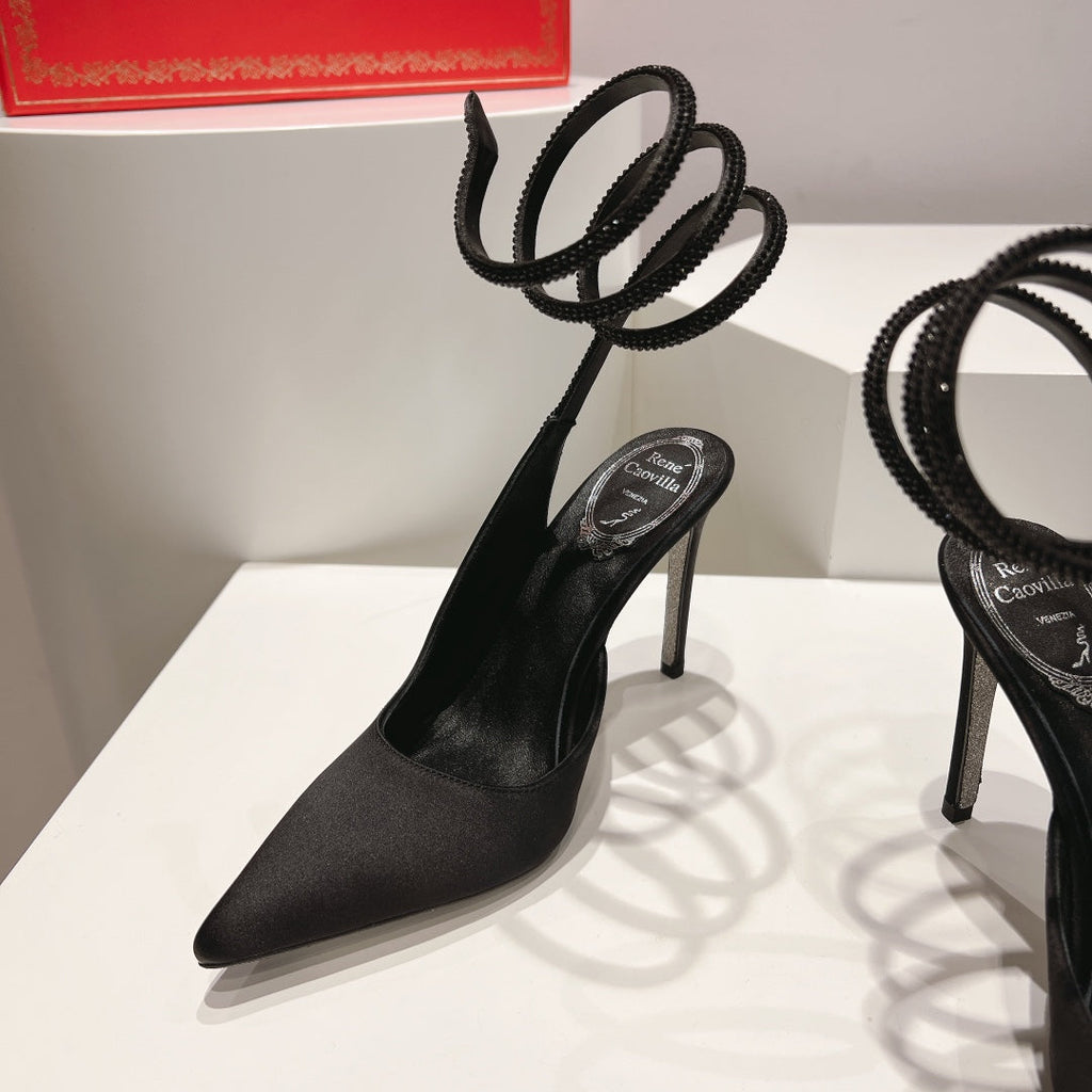 Cleo Snake-Design Slingback Heels