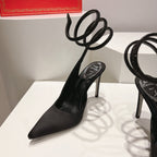 Cleo Snake-Design Slingback Heels