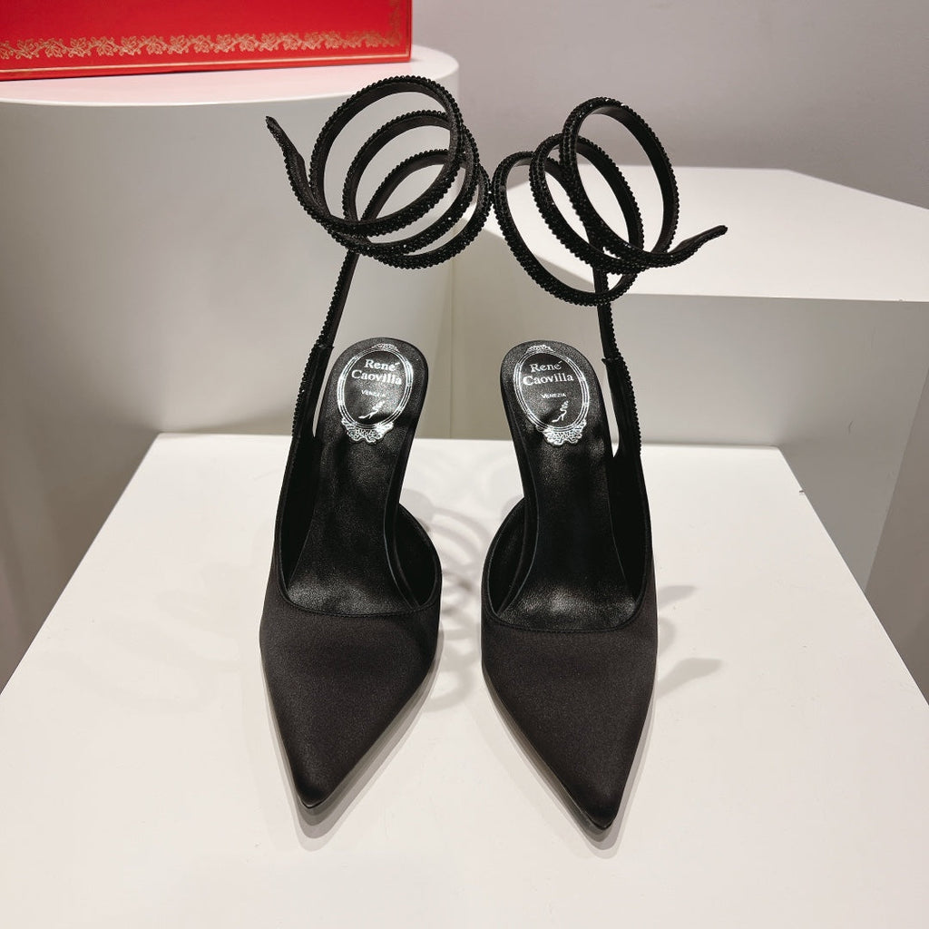 Cleo Snake-Design Slingback Heels