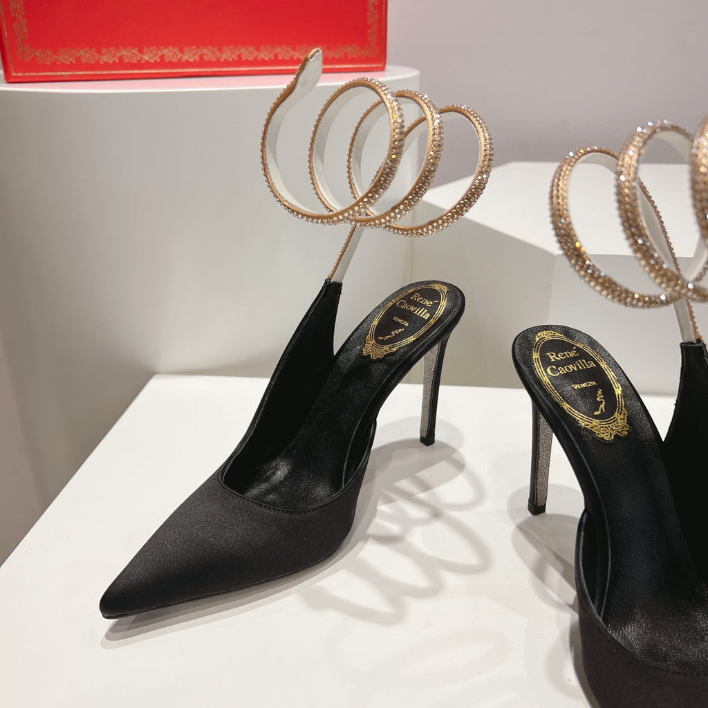 Cleo Snake-Design Slingback Heels
