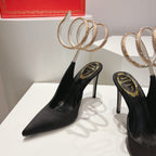 Cleo Snake-Design Slingback Heels