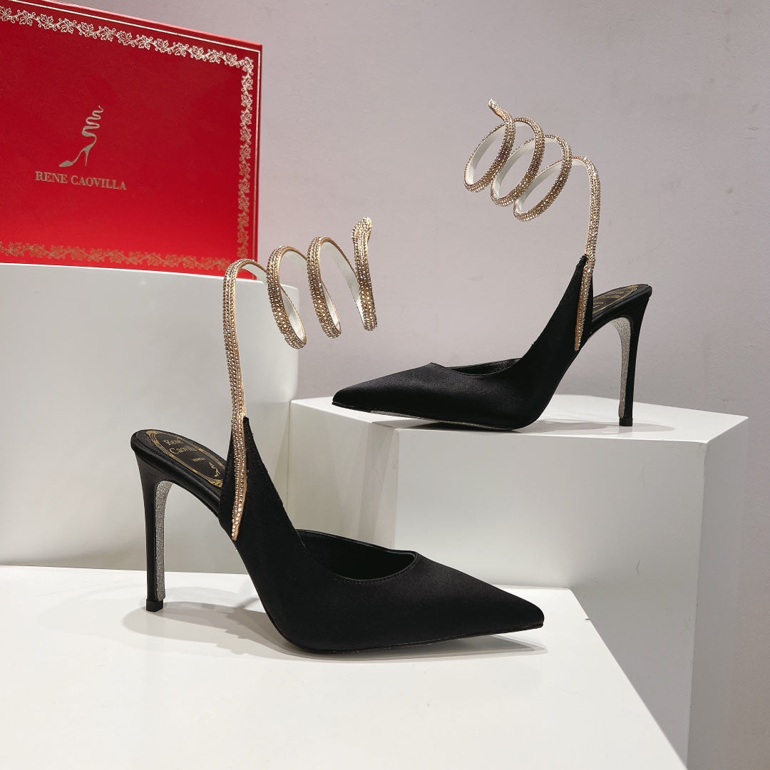 Cleo Snake-Design Slingback Heels