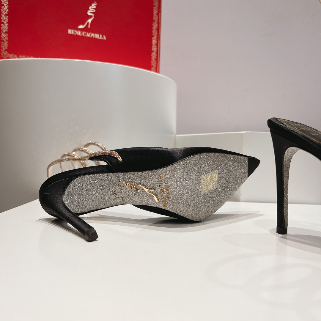 Cleo Snake-Design Slingback Heels