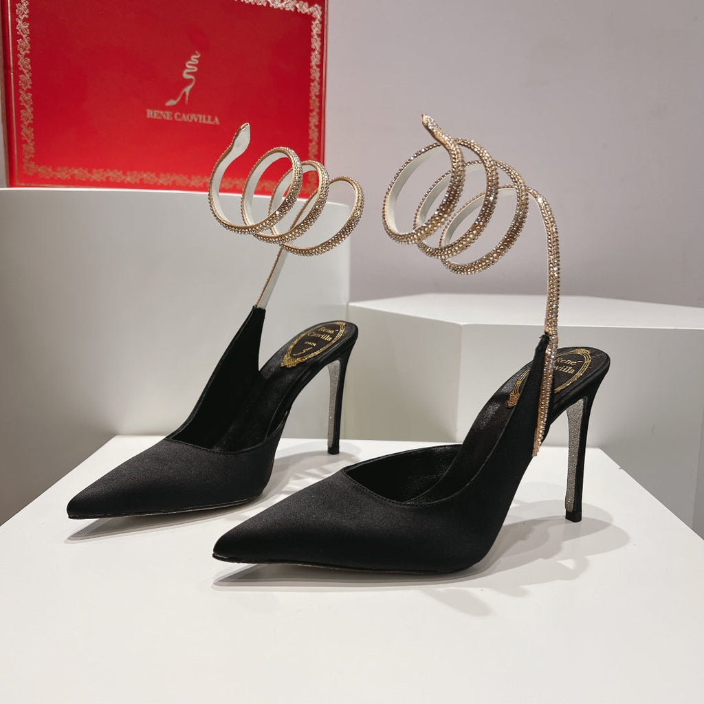 Cleo Snake-Design Slingback Heels
