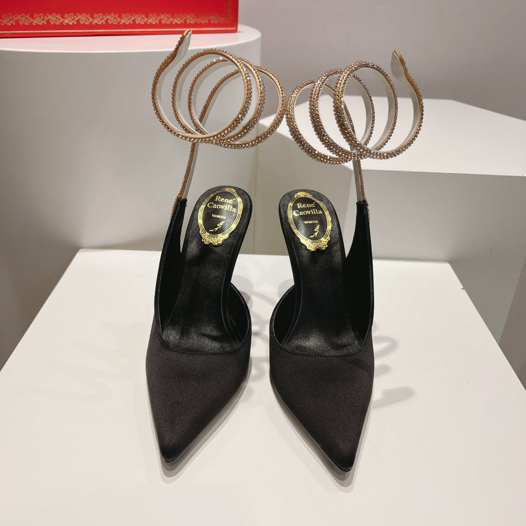 Cleo Snake-Design Slingback Heels