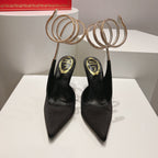 Cleo Snake-Design Slingback Heels