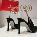 Cleo Snake-Design Slingback Heels