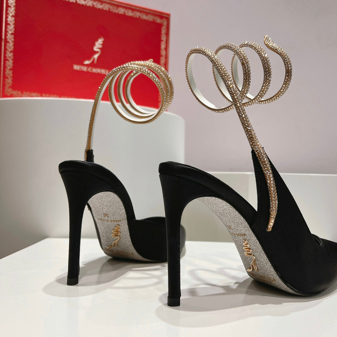 Cleo Snake-Design Slingback Heels