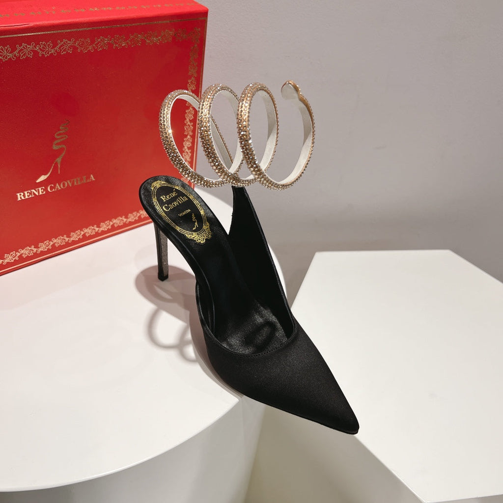 Cleo Snake-Design Slingback Heels