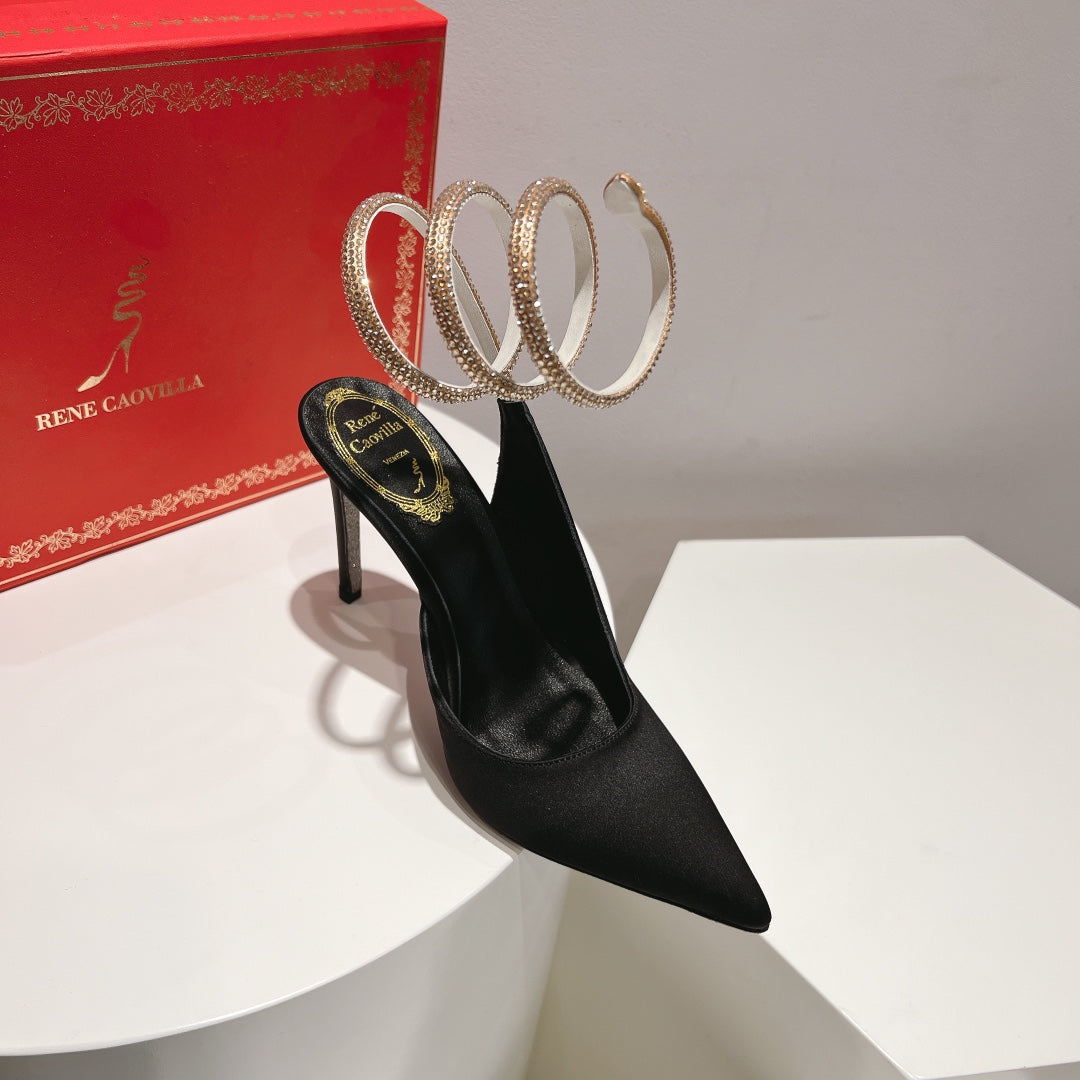 Cleo Snake-Design Slingback Heels