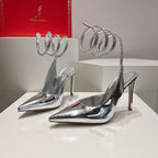 Cleo Snake-Design Slingback Heels