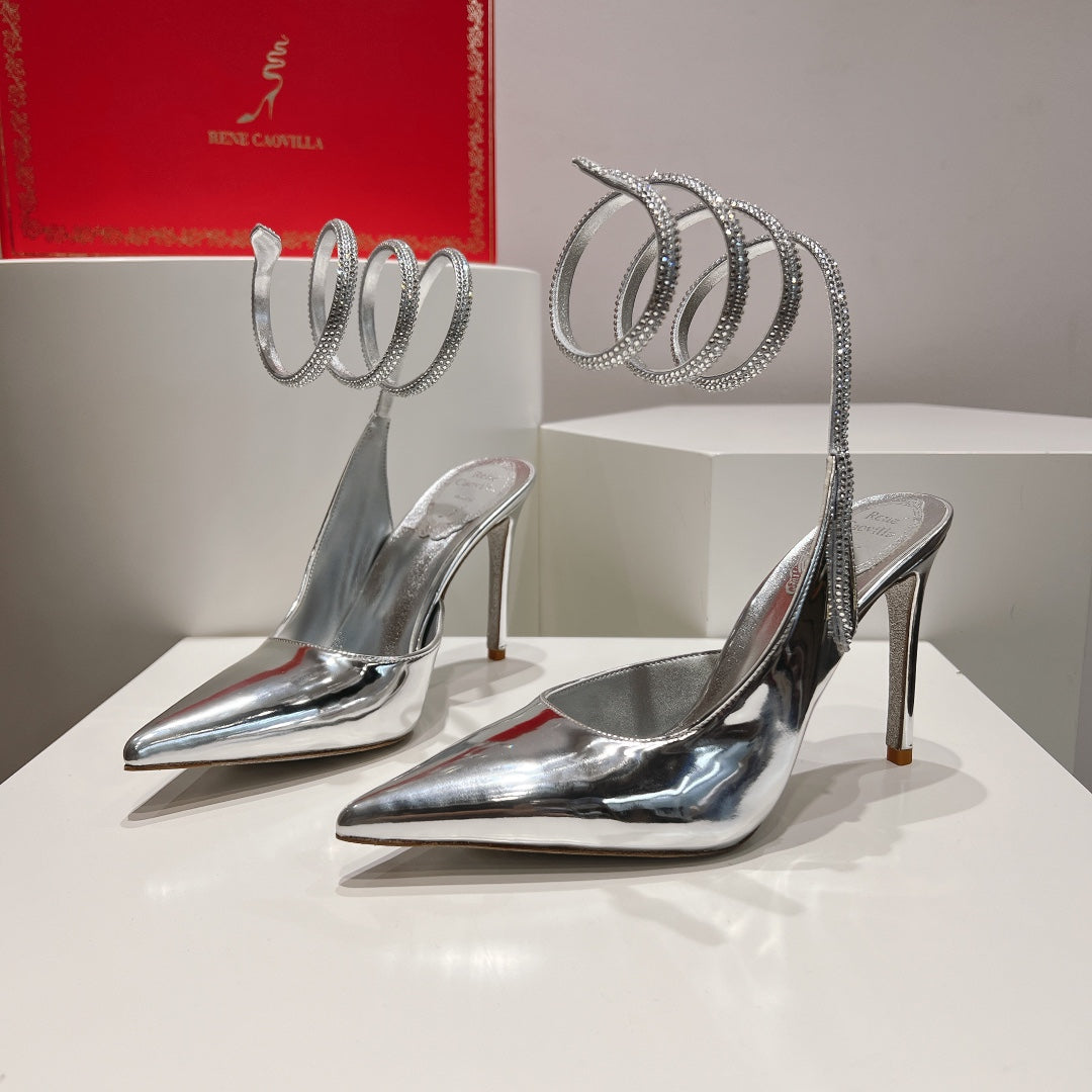Cleo Snake-Design Slingback Heels