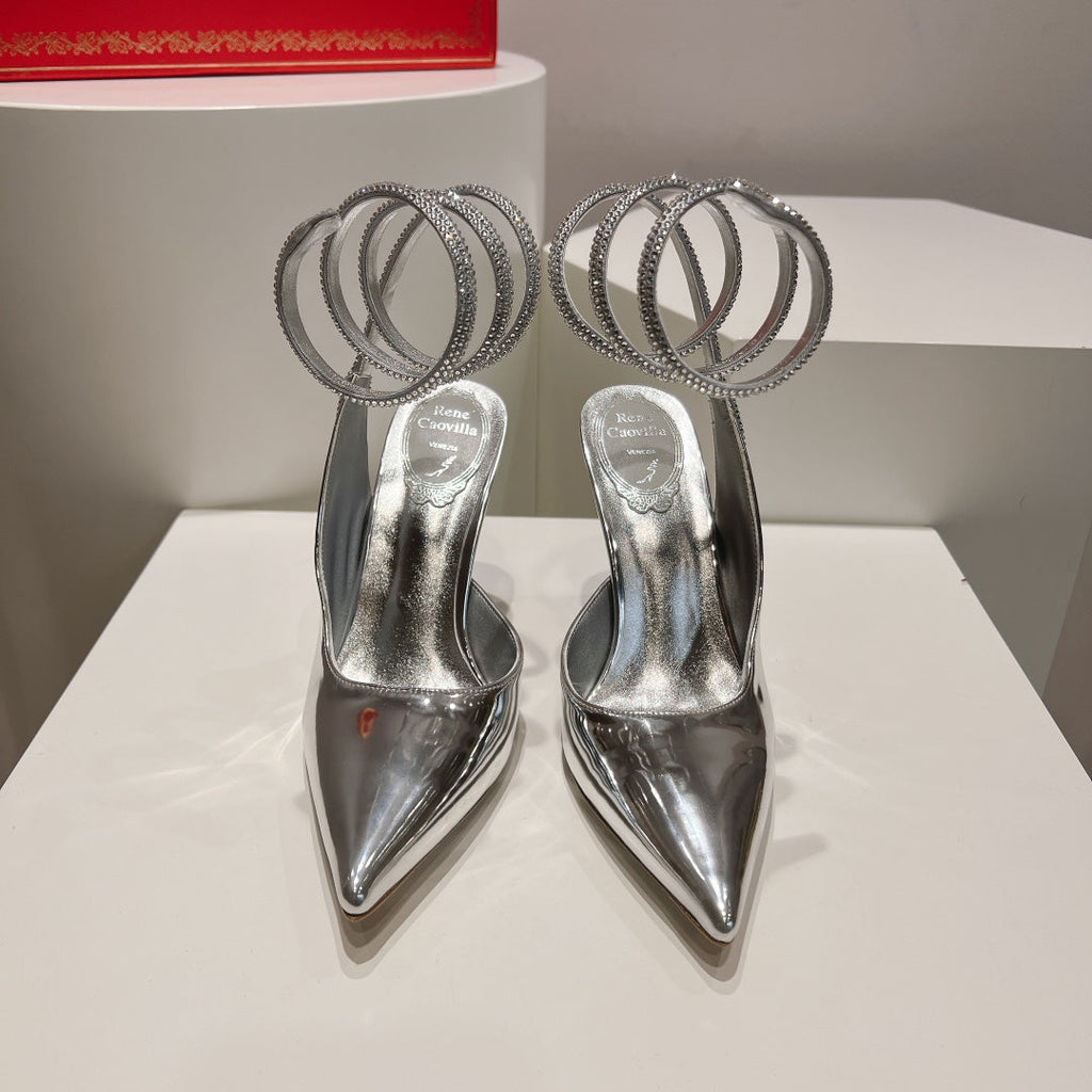 Cleo Snake-Design Slingback Heels